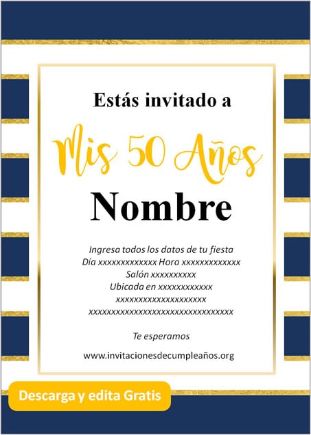 Invitaciones de 50 años gratis rosas