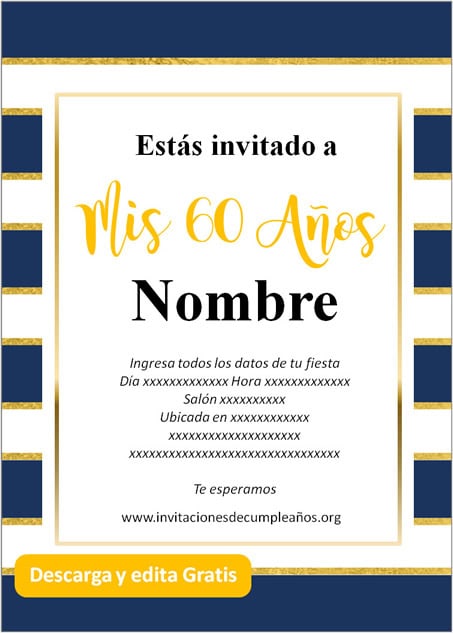 Invitaciones de 60 años azul