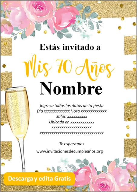 Invitación Para adultos De 70 Años