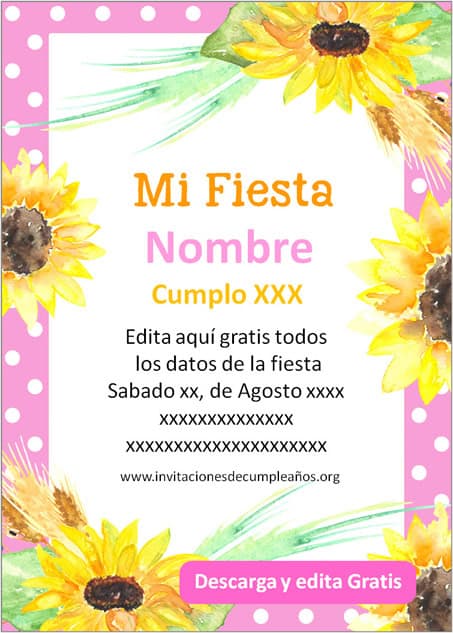 Invitación de Cumpleaños de Girasoles