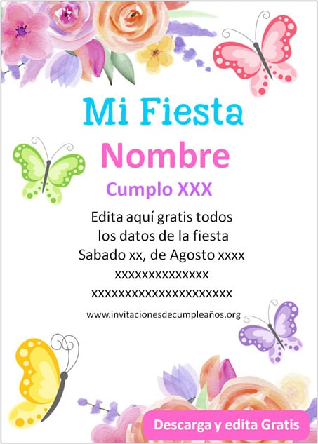 Invitación de Mariposa para Cumpleaños