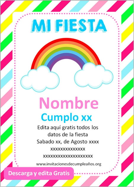 Invitación de Arcoiris para Cumpleaños