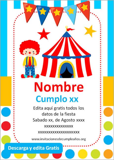 Invitación de Circo para Cumpleaños