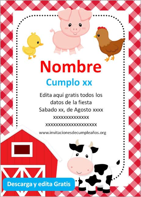 Invitación Animalitos de Granja niño