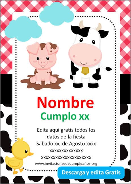 Invitación fiesta de cumpleaños de la Granja