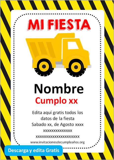 Invitación de cumpleaños de Construcción