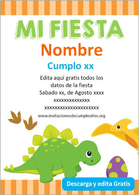 Invitaciones para Cumpleaños para imprimir gratis DInosaurios