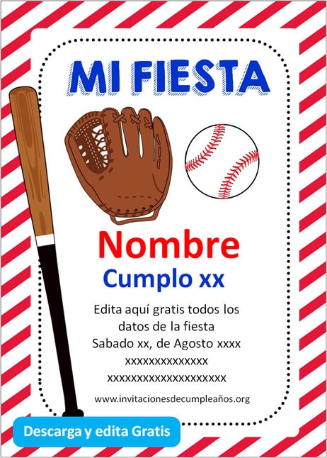 Invitación de cumpleaños de Béisbol digital gratis