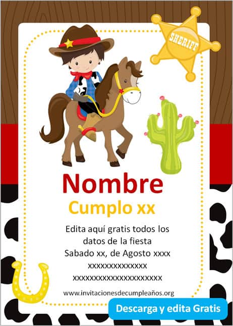 Invitación de Cowboy Vaquero