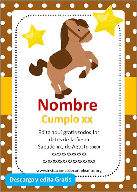 Invitación de caballo Vaquero