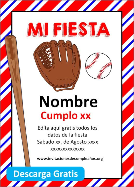 Invitacion fiesta béisbol