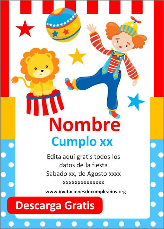 Invitaciones De Cumpleaños De Circo