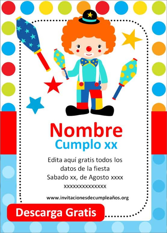 Invitación para fiesta del Circo