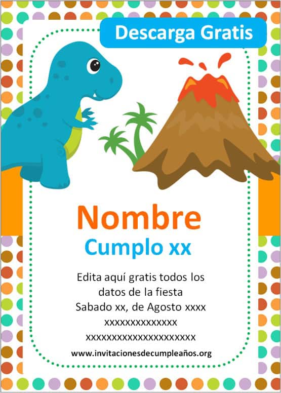 Invitaciones de Dinosaurios para niños