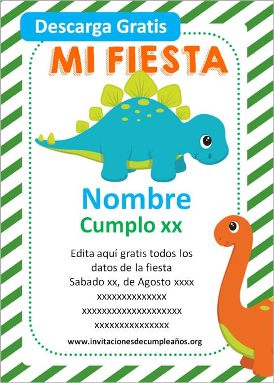 Invitaciones de Dinosaurios para editar