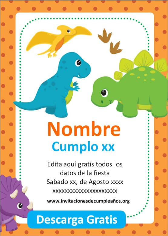 invitaciones de cumpleaños de dinosaurios para editar