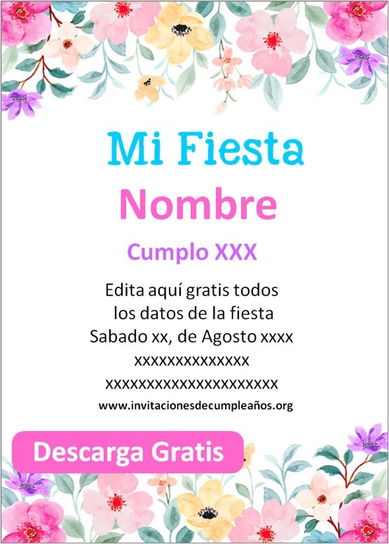 Invitación para Cumpleaños Flores