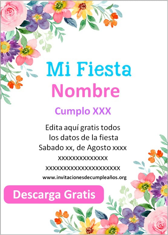 invitaciones de flores para niñas