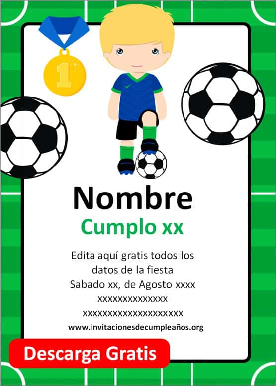 Invitaciones de cumpleaños de Futbol