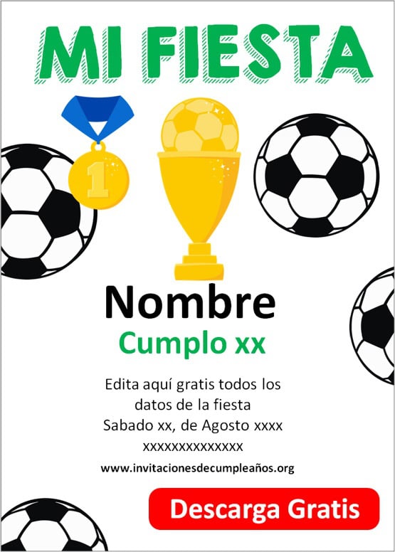 Invitaciones de cumpleaños de Futbol, invitacion futbol