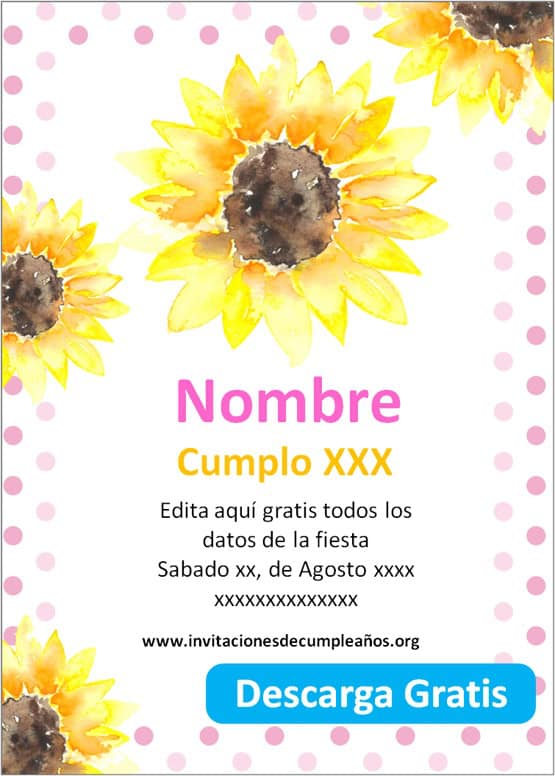 Invitaciones de Girasoles para editar