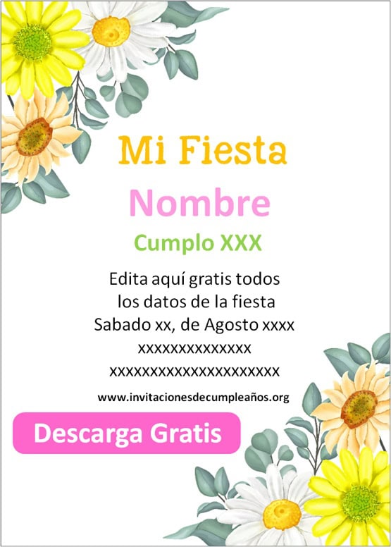 Invitaciones temática girasol