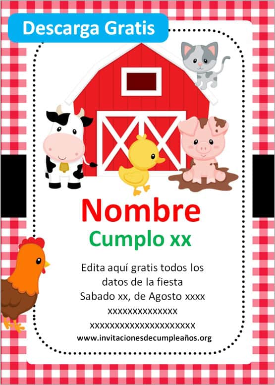 Invitaciones de cumpleaños de Granjita