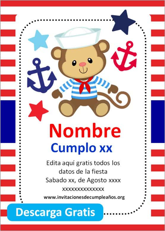 Invitaciones de Marinero nautivo para cumpleaños