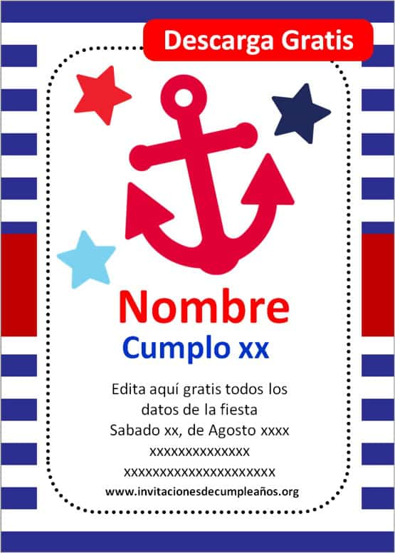 invitaciones de marinero