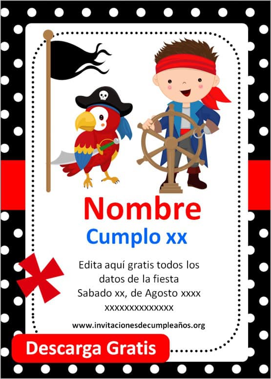 Invitaciones de cumpleaños de piratas