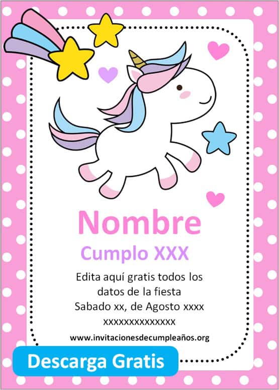 Invitaciones De Cumpleaños De Unicornio Gratis