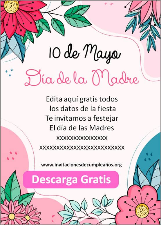 invitaciones para el 10 de mayo editables