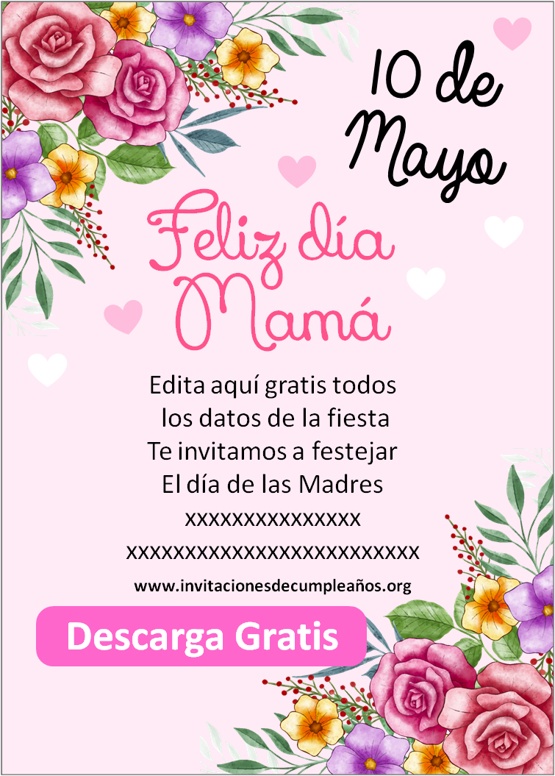 invitaciones del 10 de mayo dia de las madres