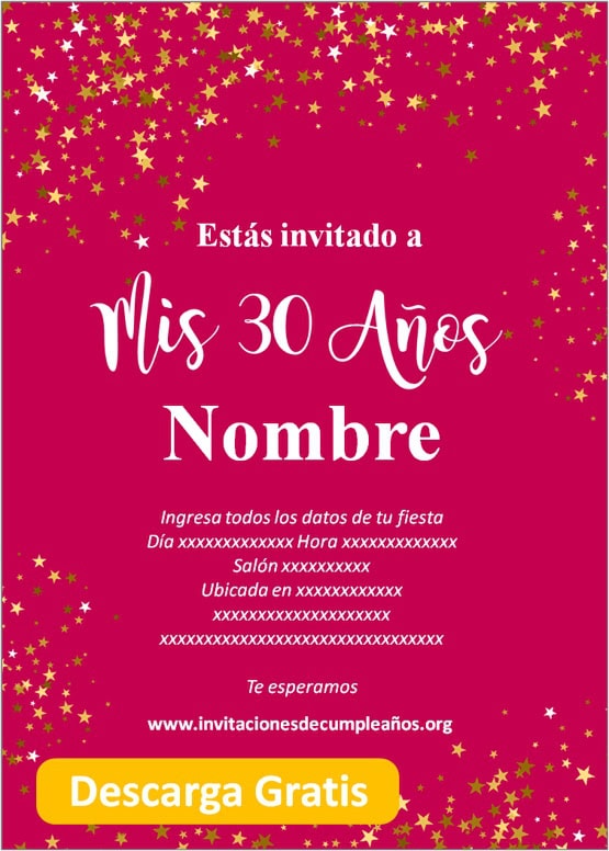 invitación para 30 años mujer