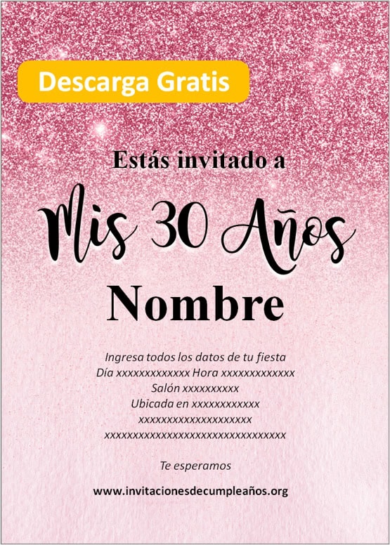 invitaciones de cumpleaños 30 años gratis