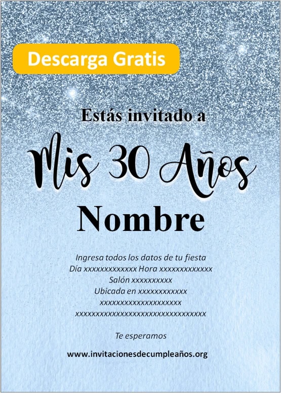 invitaciones de 30 años hombre para editar