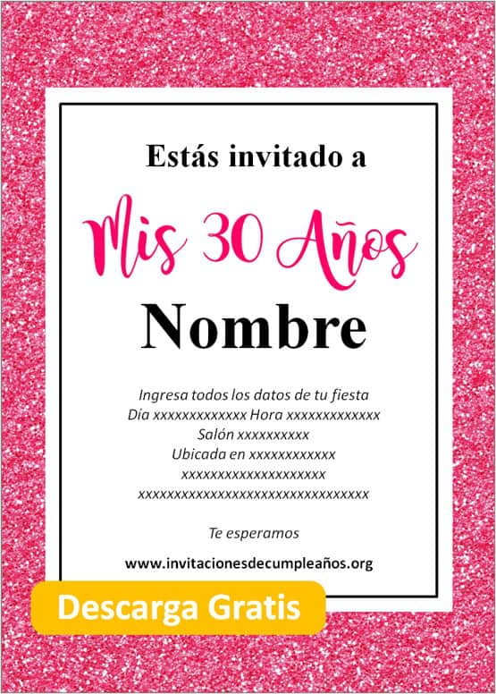 Invitaciones de 30 años