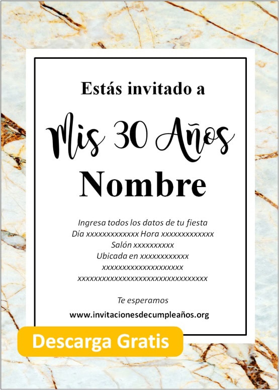 Invitaciones de 30 años