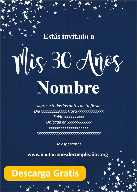 Invitaciones de 30 años