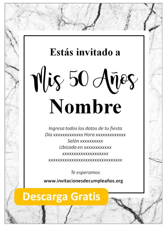 Invitaciones de 50 años