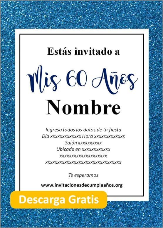 invitaciones de 60 años hombre para editar