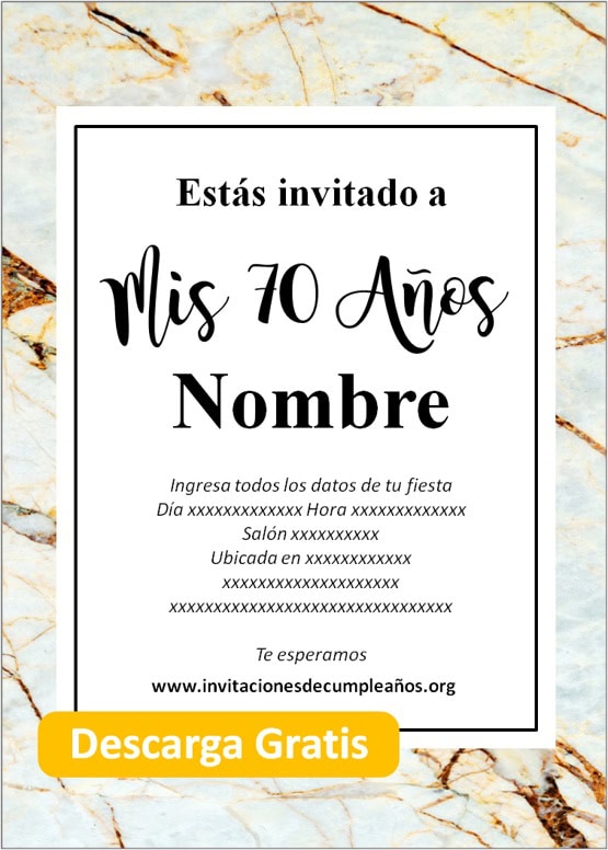 invitaciones de cumpleaños 70 años gratis