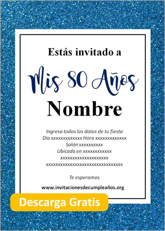 invitaciones de 80 años hombre para editar