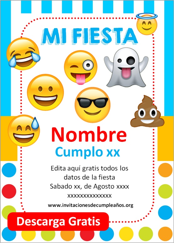Invitaciones de Emojis Niño