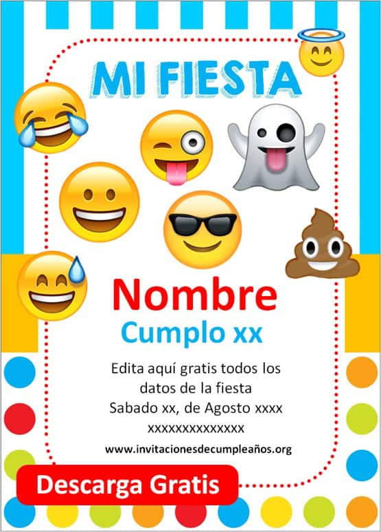 Invitaciones de Emojis Niño