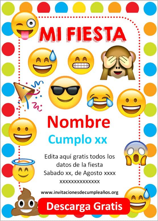 invitaciones de emojis para editar gratis