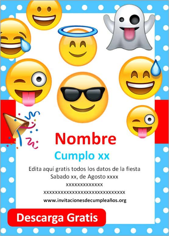 invitaciones de emoji para imprimir gratis