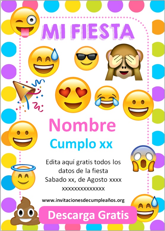 invitaciones de cumpleaños emojis