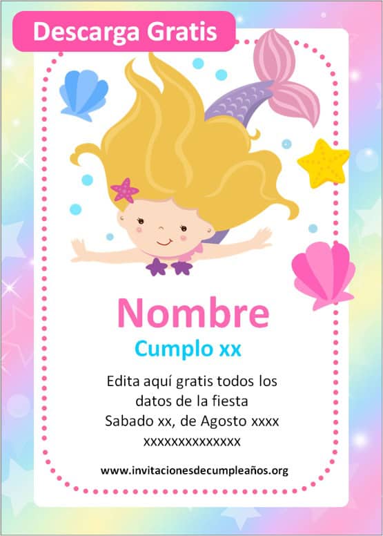 invitaciones de Sirena