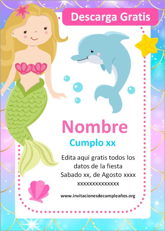 invitaciones de Sirena